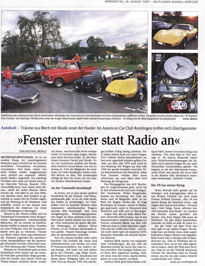 GEA - Reutlinger Generalanzeiger, Ausgabe 30.08.2007 (Vorbericht)